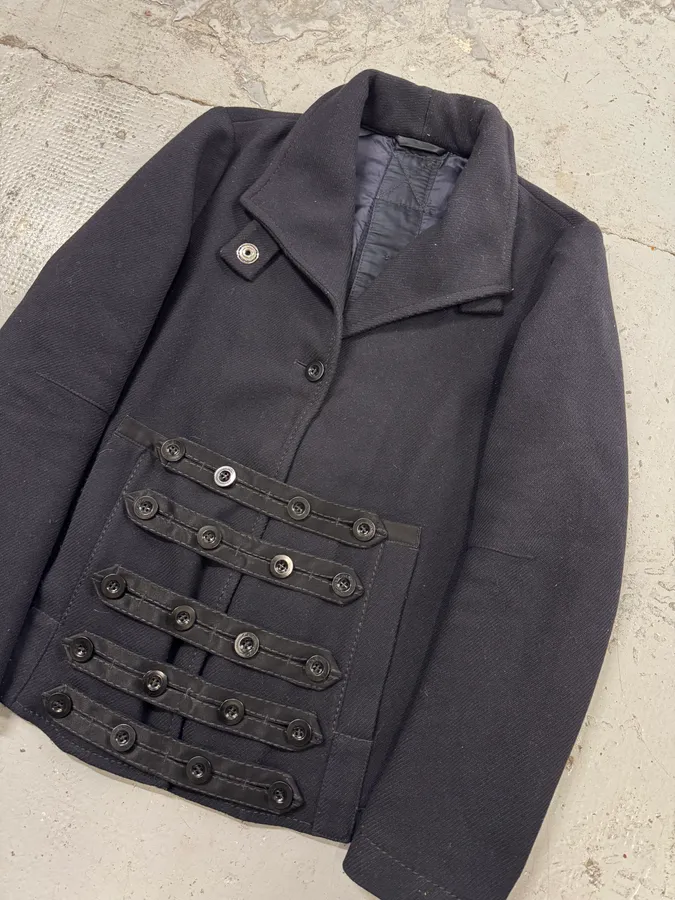 2000s Marithé + François Girbaud Napoleon Navy Wool Jacket - Image 6