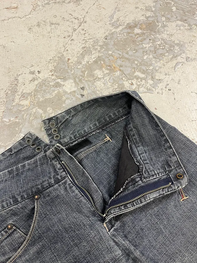 2000s Marithé + François Girbaud Navy Brut Denim Flared Contemporary Jeans - Image 10