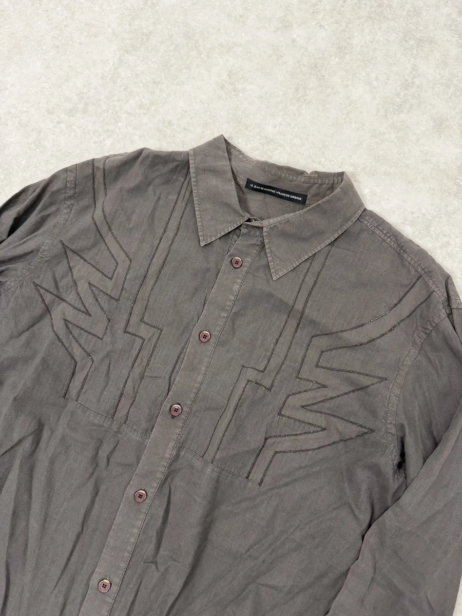 2000s Marithé + François Girbaud Brown Wings Shirt - Image 12
