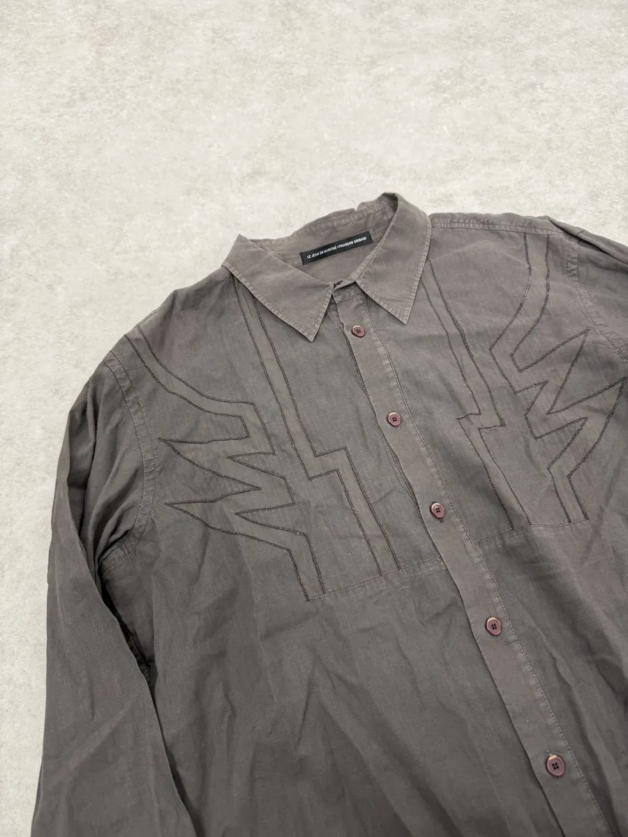 2000s Marithé + François Girbaud Brown Wings Shirt - Image 8