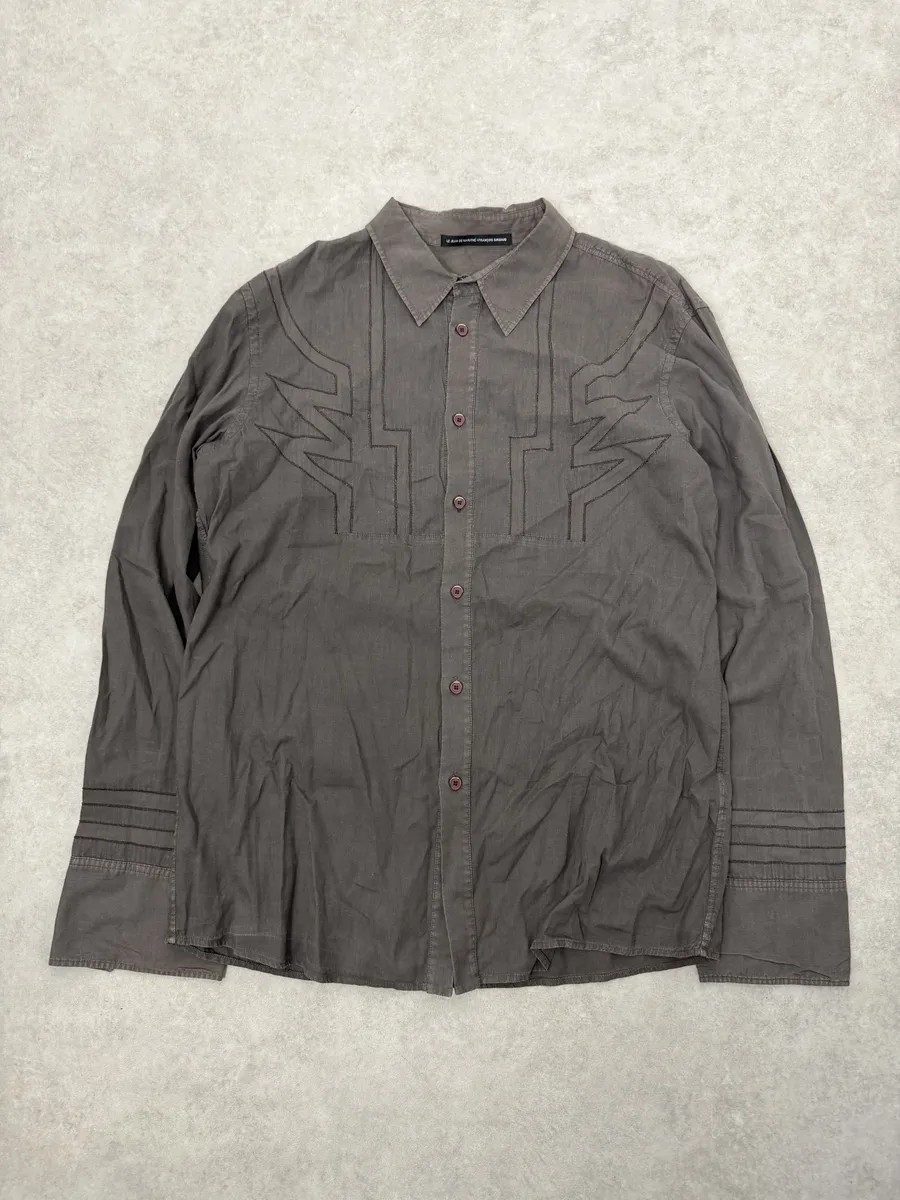 2000s Marithé + François Girbaud Brown Wings Shirt - Image 9