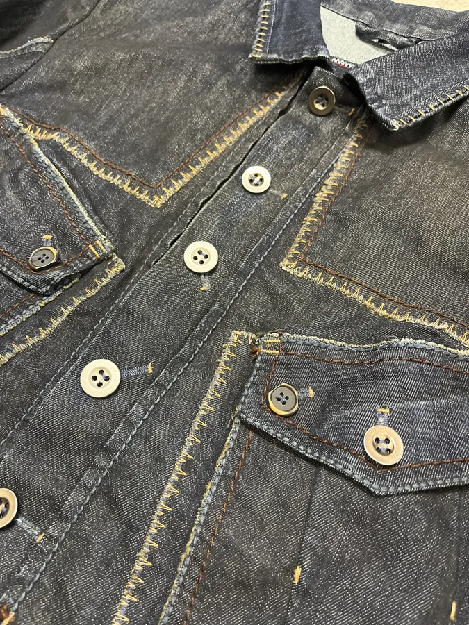 2000s Marithé + François Girbaud Navy Denim Jacket - Image 7