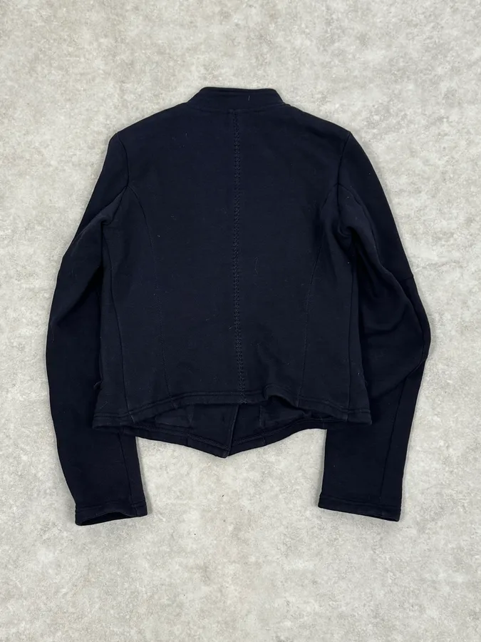 2000s Marithé + François Girbaud Navy Fleece Button-Up Light Jacket - Image 4