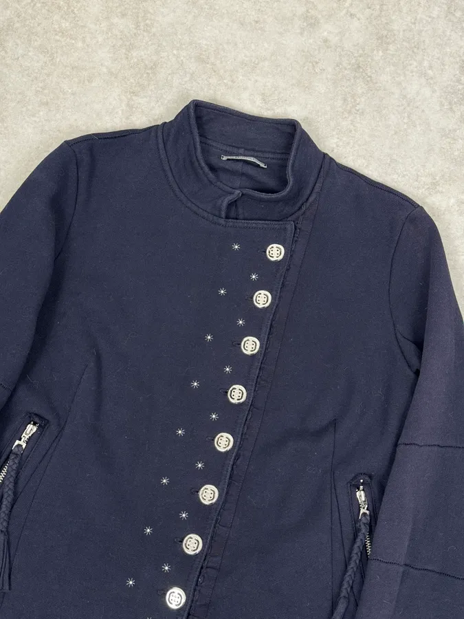 2000s Marithé + François Girbaud Navy Fleece Button-Up Light Jacket - Image 5
