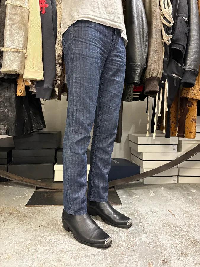 2000s Marithé + François Girbaud Navy Lined Pants - Image 3