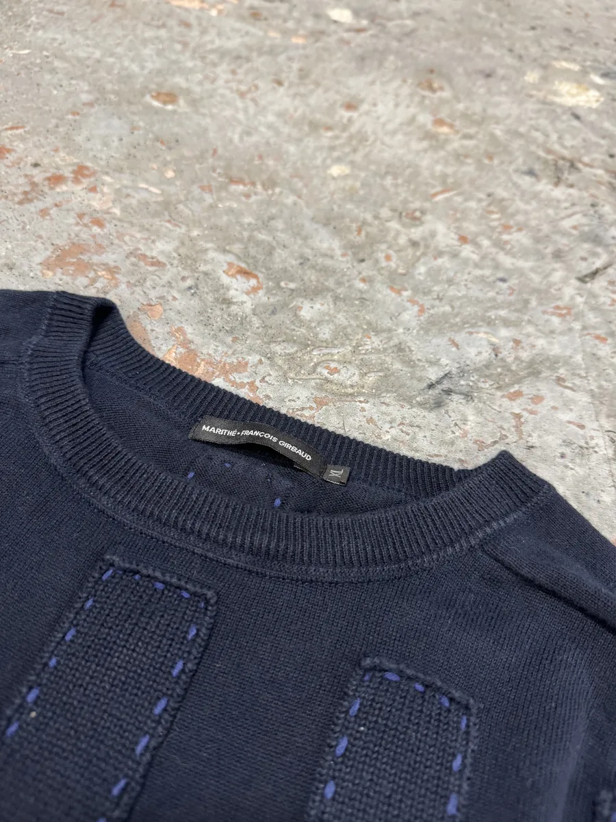 2000s Marithé + François Girbaud Navy Relief Sweater - Image 4
