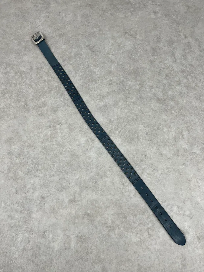 2000s Marithé + François Girbaud Navy Studded Leather Belt - Image 7