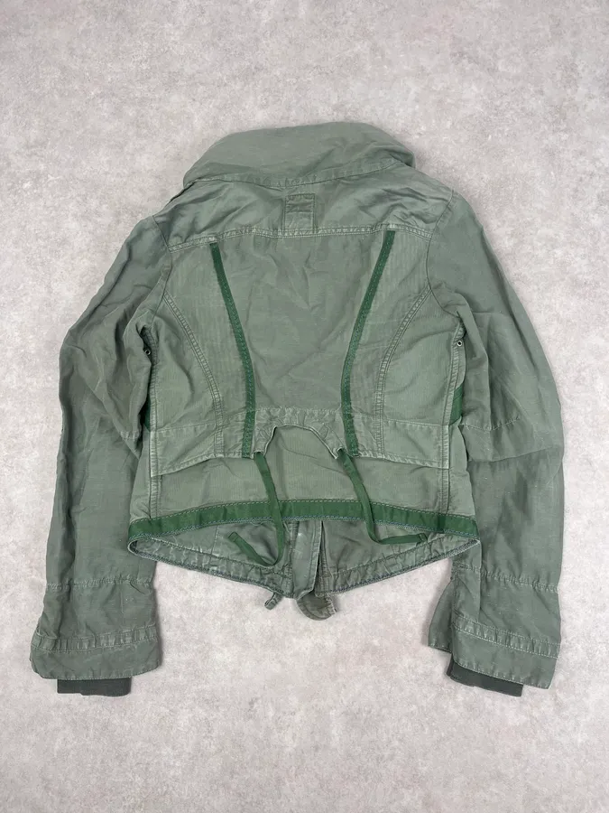2000s Marithé + François Girbaud Olive Flowers Bondage Jacket - Image 6