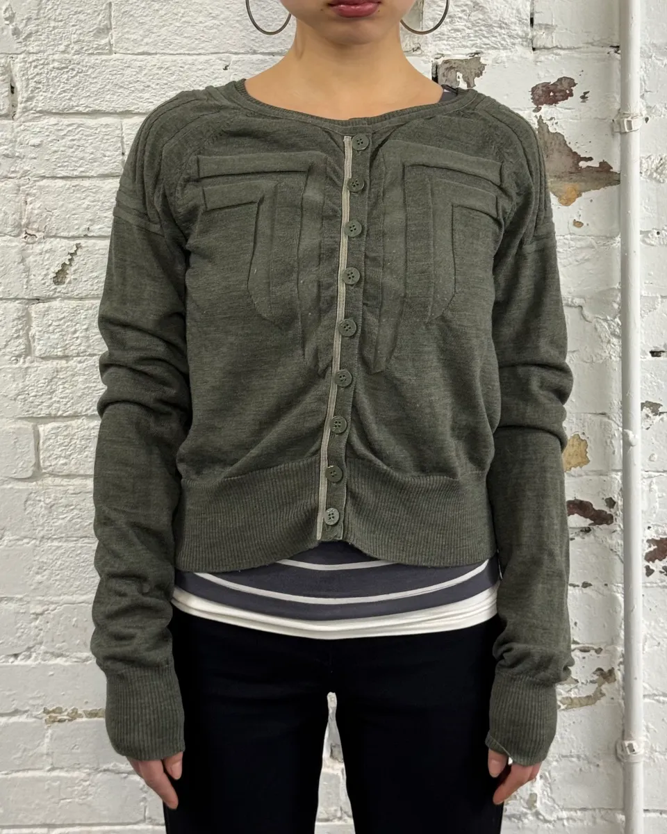 2000s Marithé + François Girbaud Olive Green Cardigan