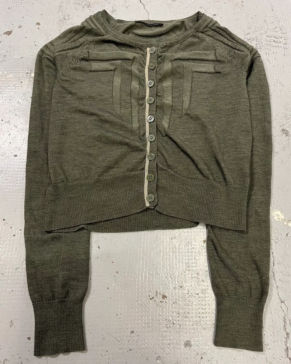 2000s Marithé + François Girbaud Olive Green Cardigan - Image 3