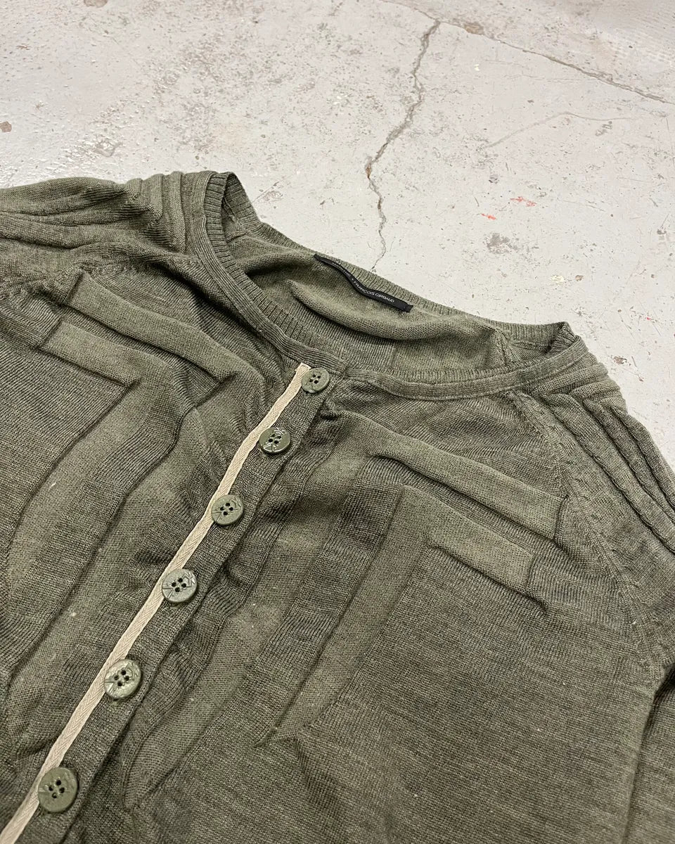 2000s Marithé + François Girbaud Olive Green Cardigan - Image 5