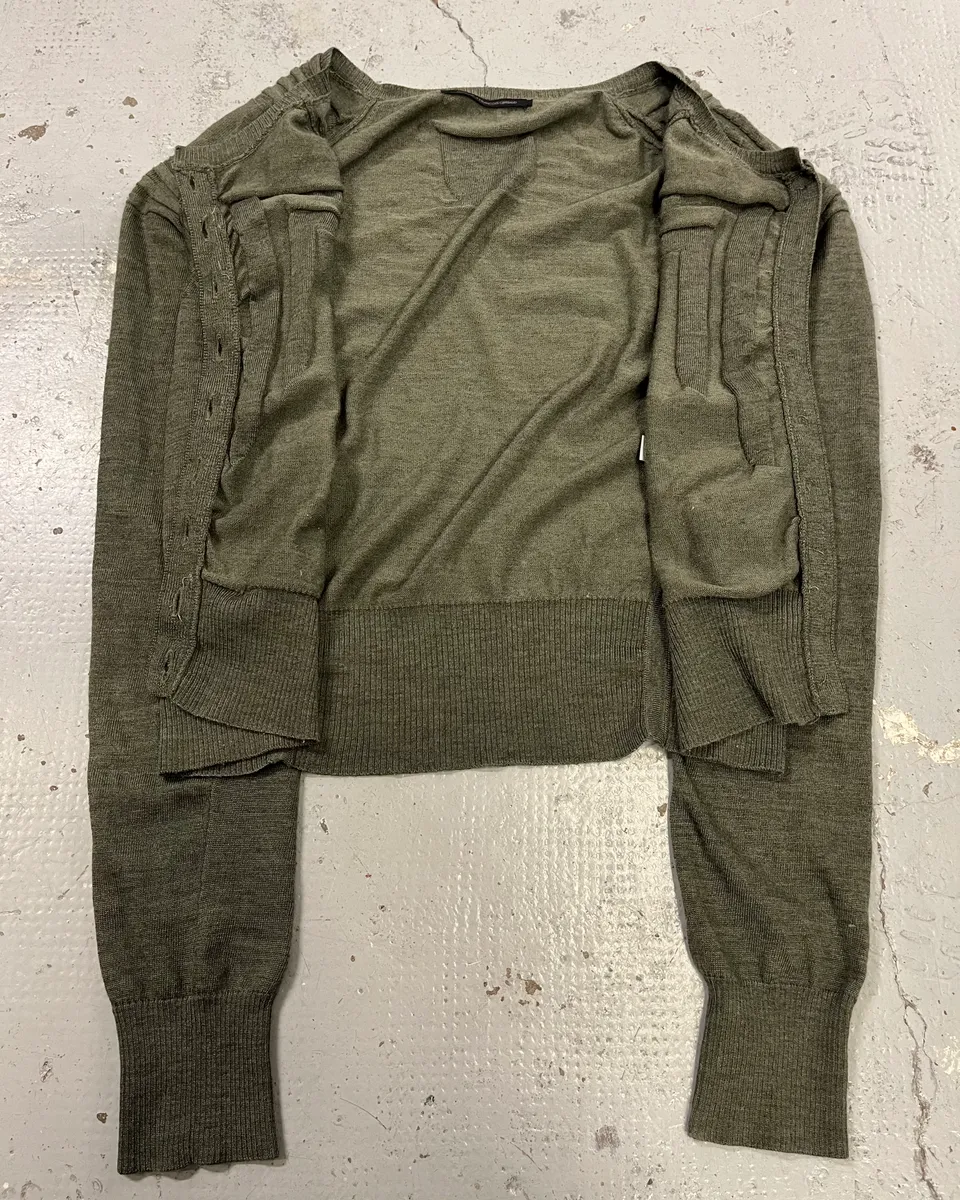 2000s Marithé + François Girbaud Olive Green Cardigan - Image 8