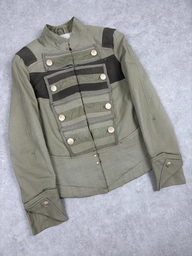2000s Marithé + François Girbaud Olive Green Officier Buttoned Jacket - Image 4