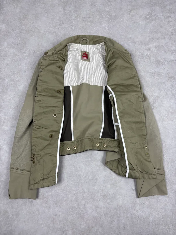 2000s Marithé + François Girbaud Olive Green Officier Buttoned Jacket - Image 7