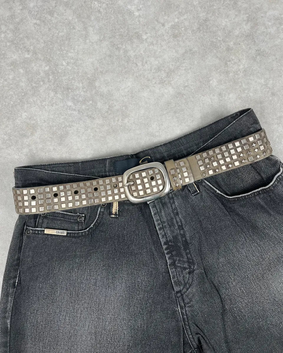2000s Marithe + Francois Girbaud Olive Studded Belt