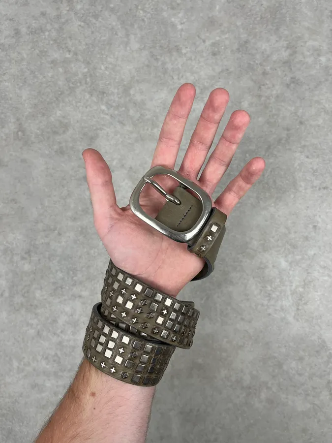 2000s Marithe + Francois Girbaud Olive Studded Belt - Image 2