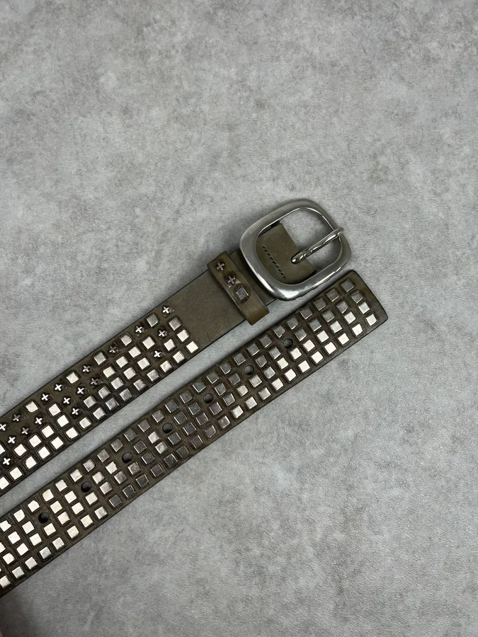 2000s Marithe + Francois Girbaud Olive Studded Belt - Image 3