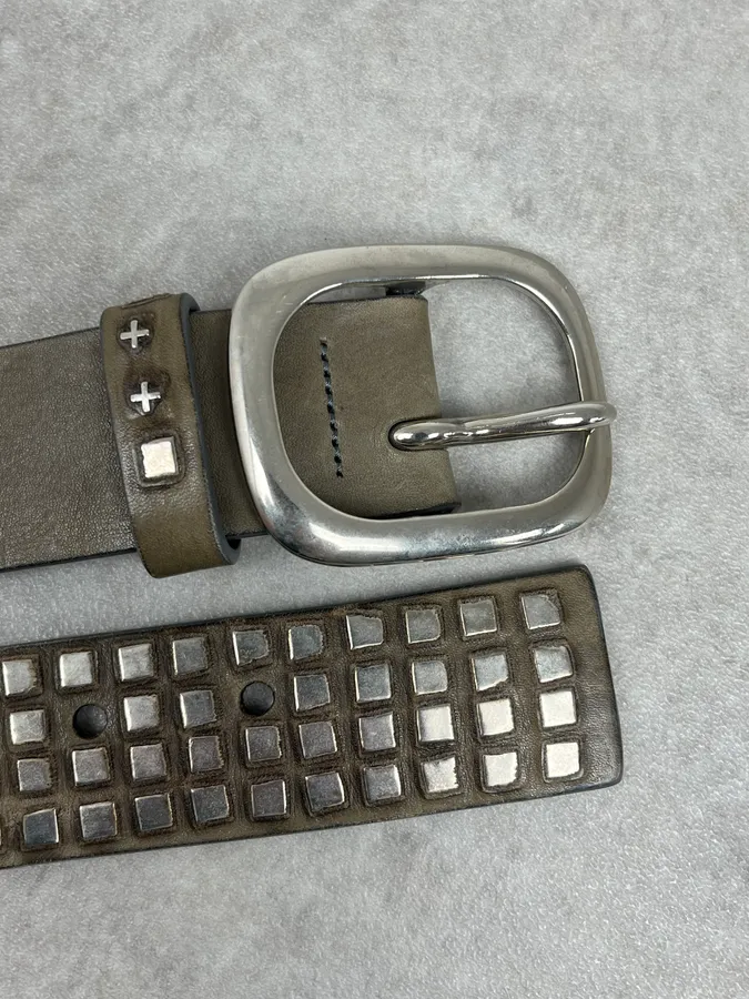 2000s Marithe + Francois Girbaud Olive Studded Belt - Image 5