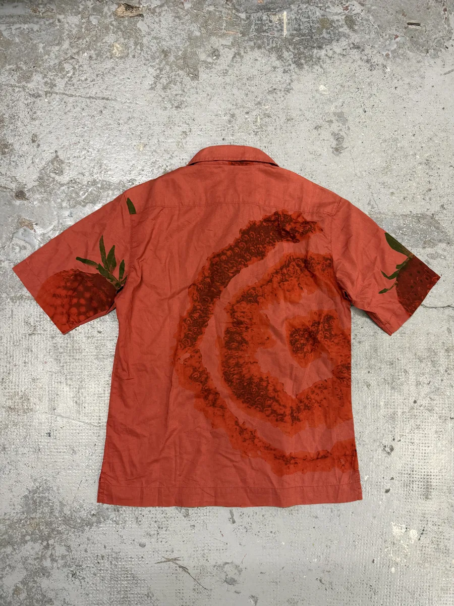 2000s Marithé + François Girbaud Red Strawberry Short Sleeves Shirt - Image 2