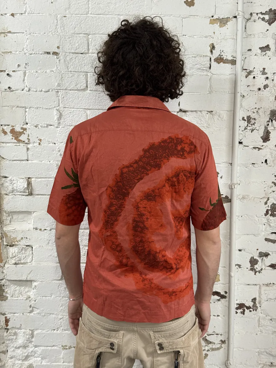 2000s Marithé + François Girbaud Red Strawberry Short Sleeves Shirt - Image 4