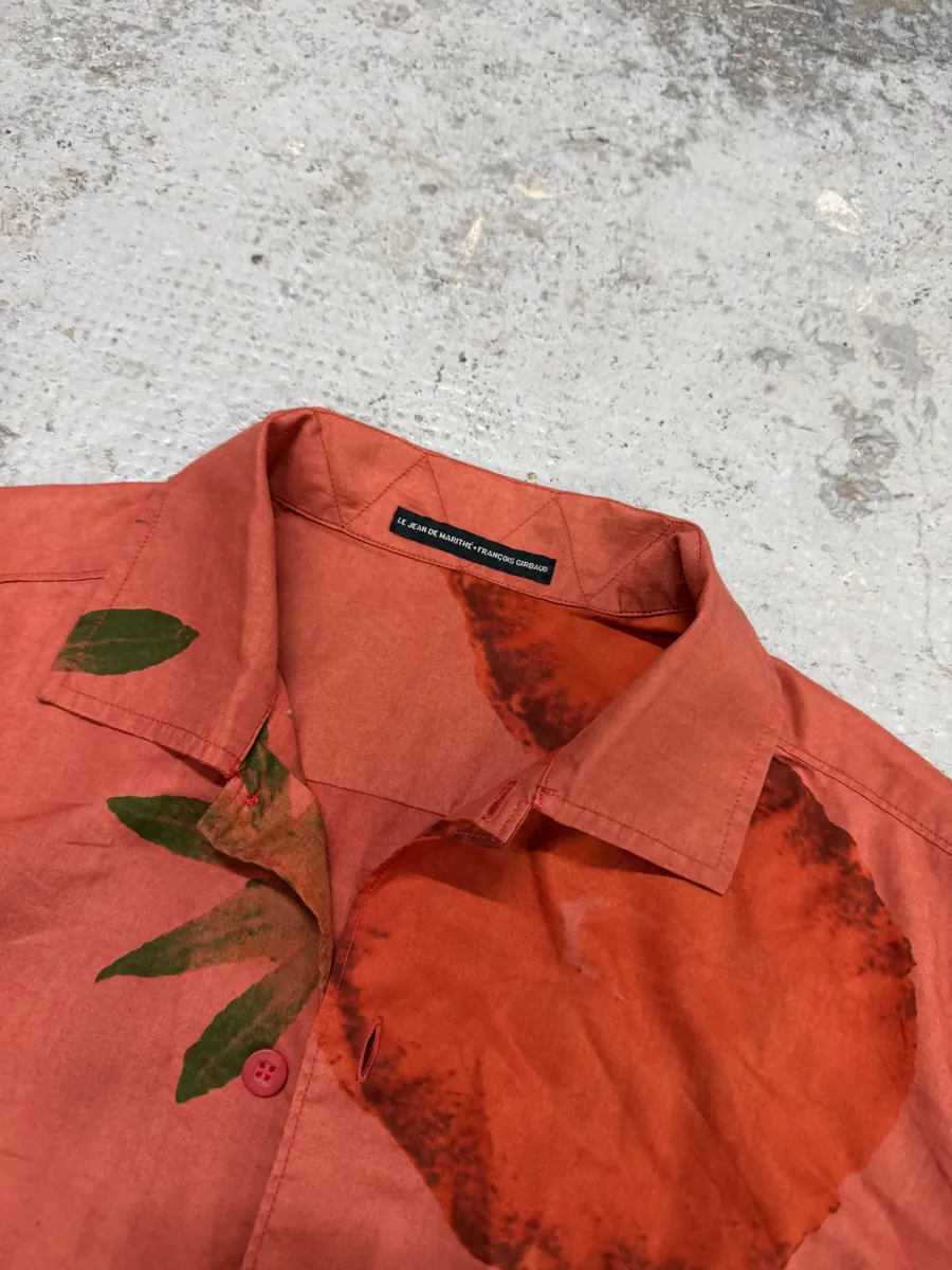 2000s Marithé + François Girbaud Red Strawberry Short Sleeves Shirt - Image 8