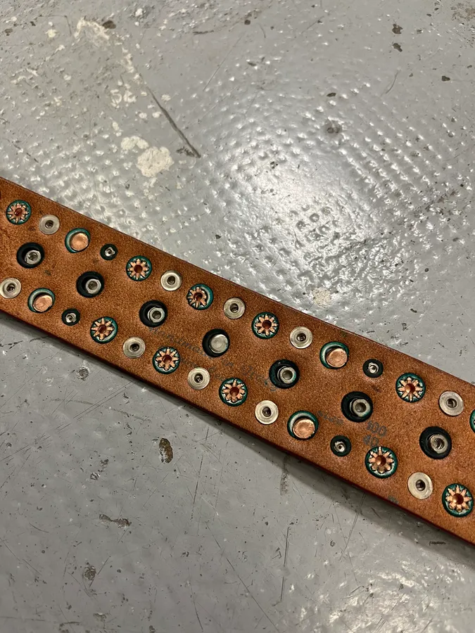 2000s Marithé + François Girbaud Red Studded Leather Belt - Image 8
