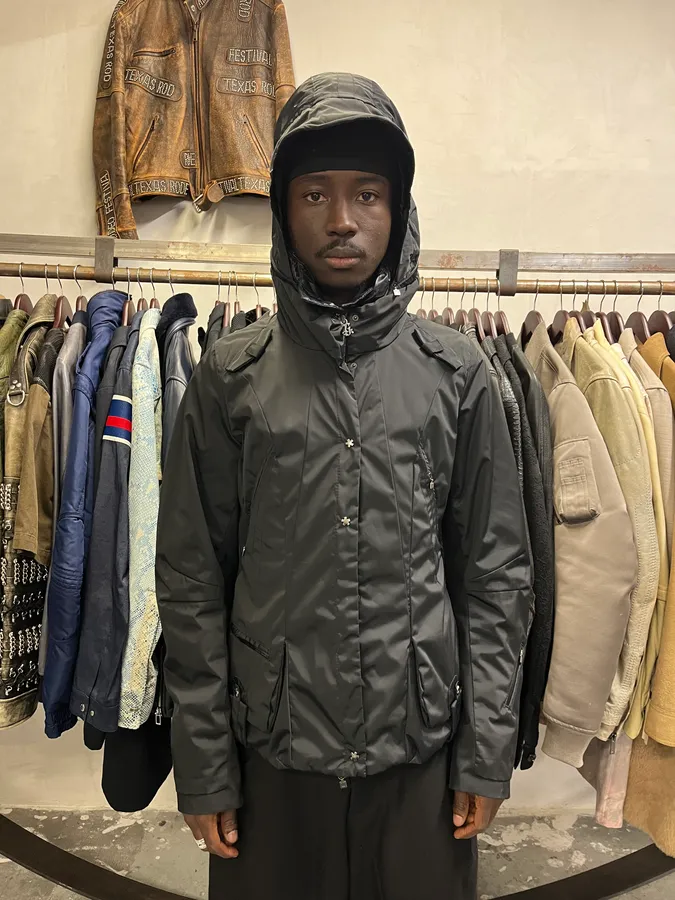 2000s Marithé + François Girbaud Ski Puffer Black Hooded Jacket