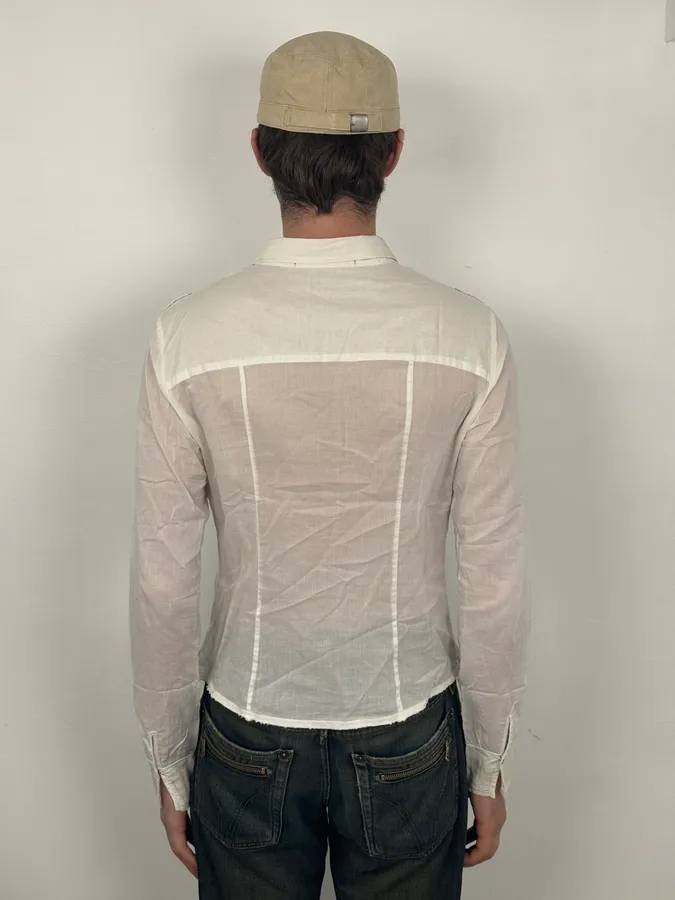 2000s Marithé + François Girbaud Stars White Shirt - Image 3