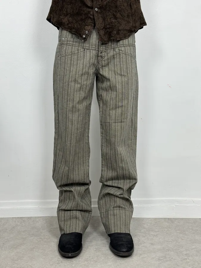 2000s Marithé + François Girbaud Stripes Grey Pants - Image 2