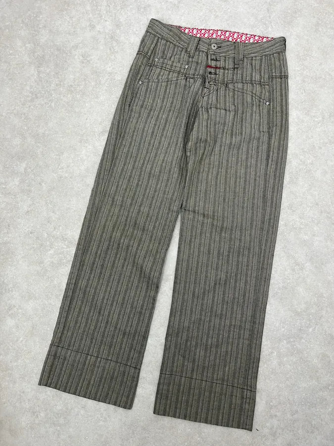 2000s Marithé + François Girbaud Stripes Grey Pants - Image 5