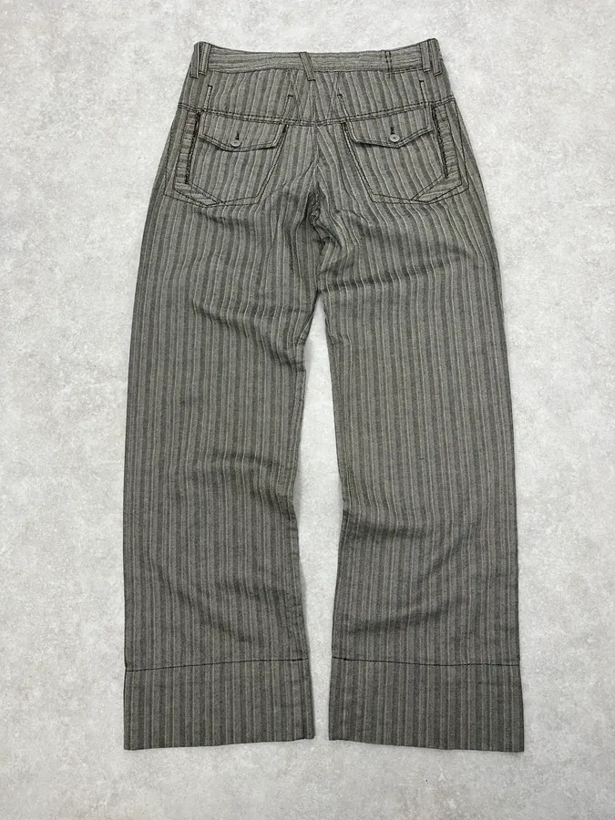 2000s Marithé + François Girbaud Stripes Grey Pants - Image 7