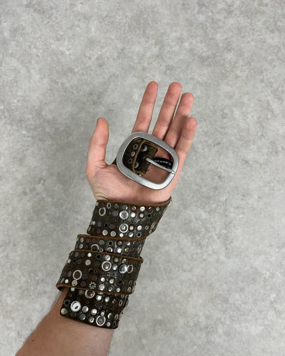 2000s Marithé + François Girbaud Studded Brown Leather Belt