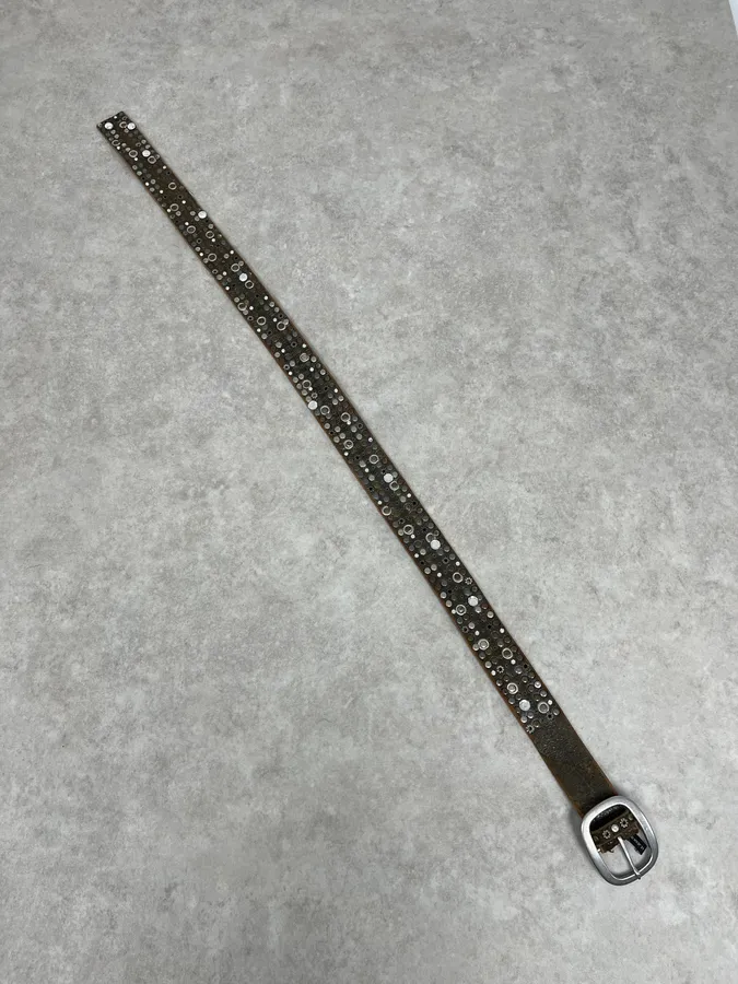 2000s Marithé + François Girbaud Studded Brown Leather Belt - Image 3