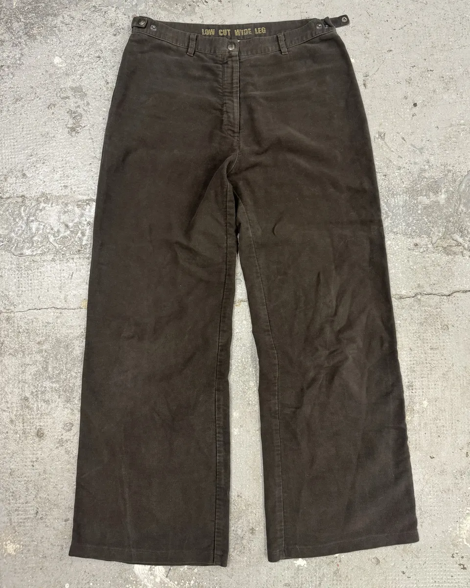 2000s Martin Margiela Brown Low Cut Wide Leg Pants - Image 4