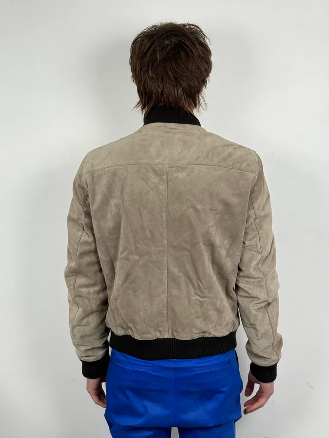 2000s Massimo Rebecchi Beige Suede Leather Jacket - Image 3