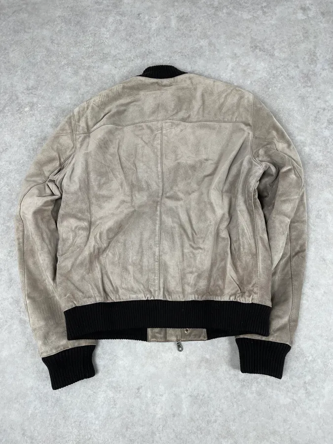 2000s Massimo Rebecchi Beige Suede Leather Jacket - Image 6