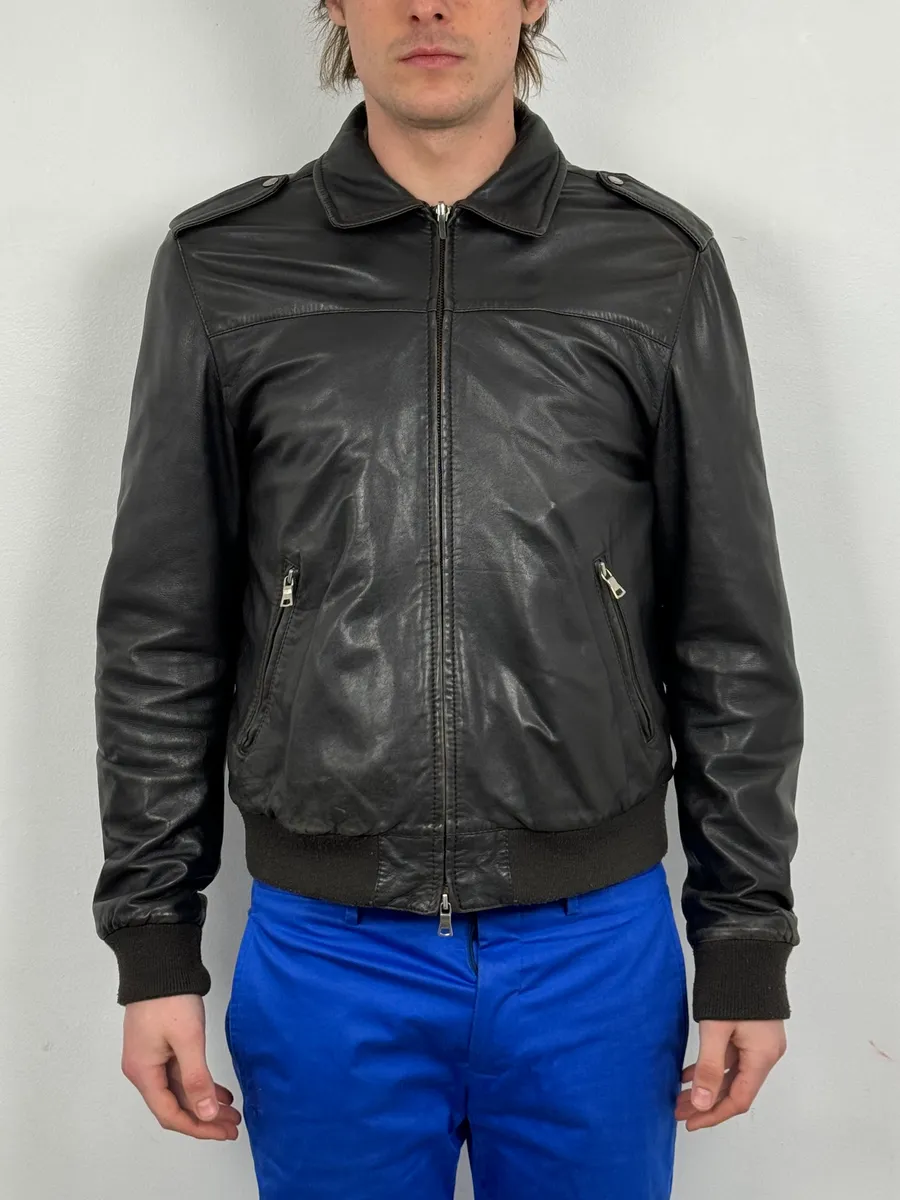 2000s Massimo Rebecchi Black Classy Leather Jacket - Image 2