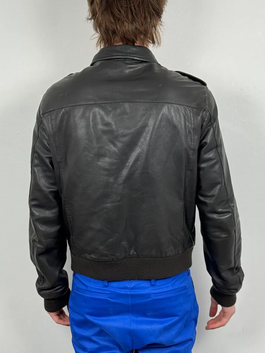 2000s Massimo Rebecchi Black Classy Leather Jacket - Image 3