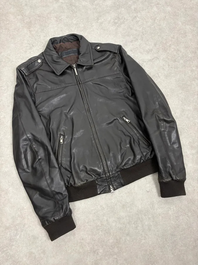 2000s Massimo Rebecchi Black Classy Leather Jacket - Image 4