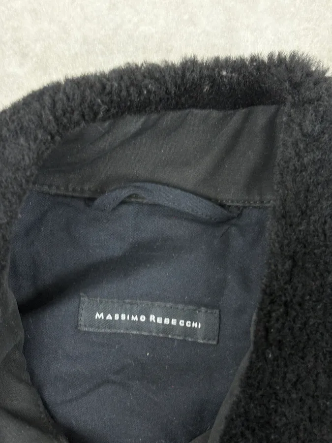 2000s Massimo Rebecchi Black Shearling Leather Jacket - Image 4