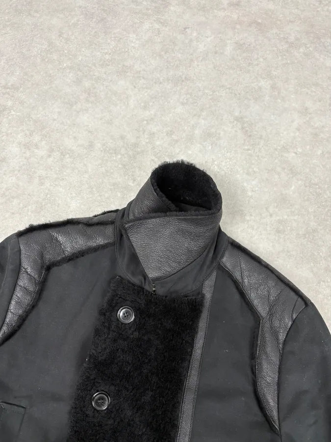 2000s Massimo Rebecchi Black Shearling Leather Jacket - Image 5