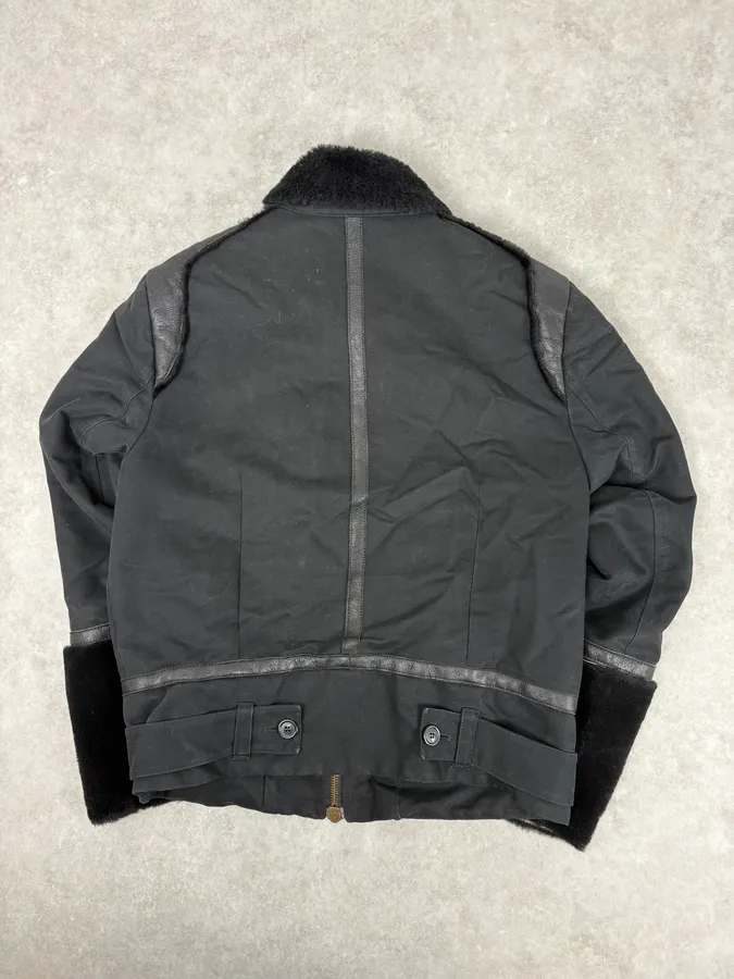 2000s Massimo Rebecchi Black Shearling Leather Jacket - Image 6