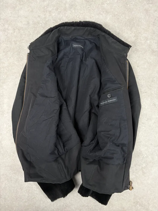 2000s Massimo Rebecchi Black Shearling Leather Jacket - Image 9