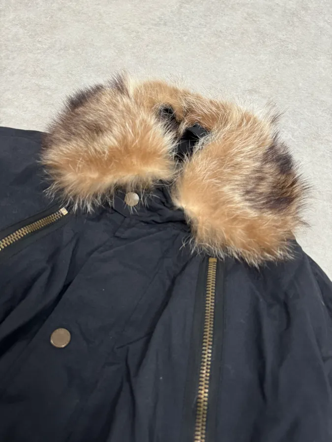 2000s Massimo Rebecchi  Fur Front Zips Navy Bomber Jacket - Image 5