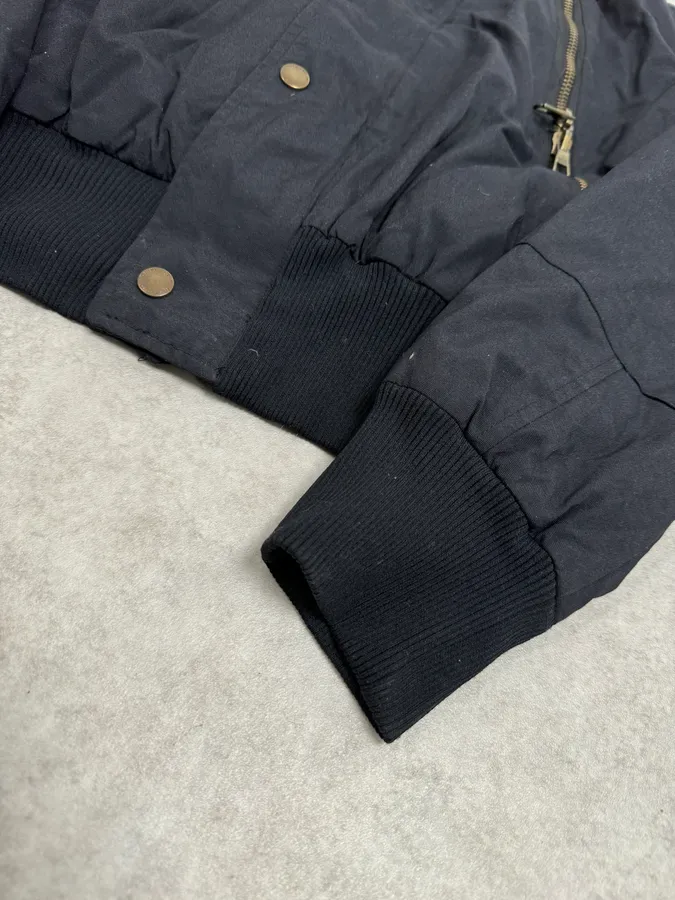 2000s Massimo Rebecchi  Fur Front Zips Navy Bomber Jacket - Image 6
