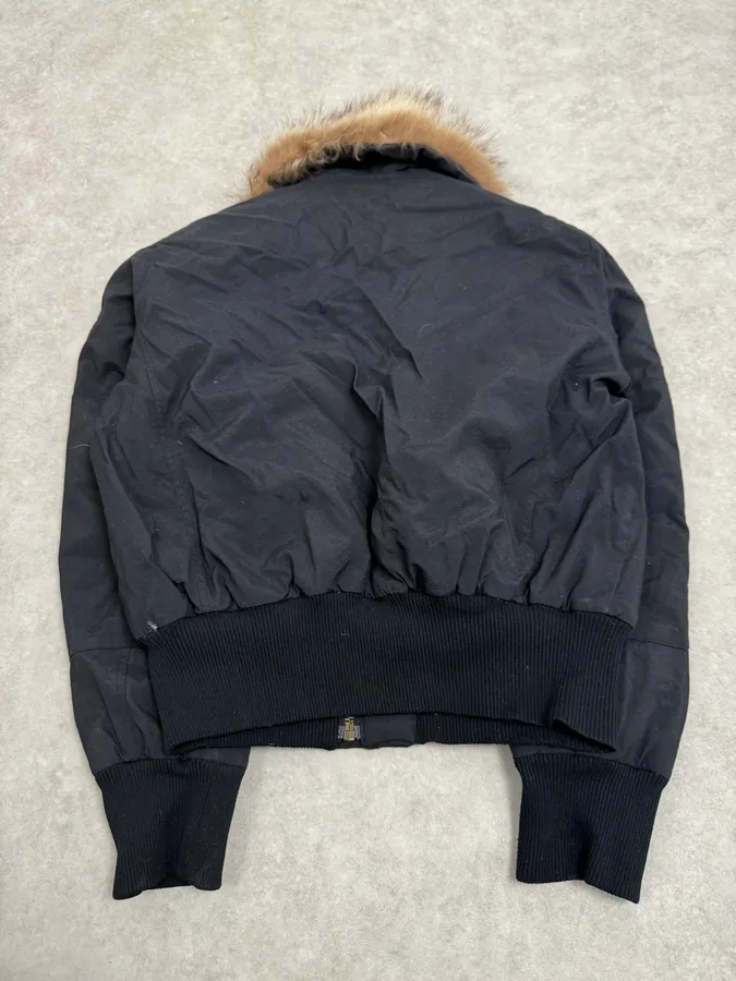 2000s Massimo Rebecchi  Fur Front Zips Navy Bomber Jacket - Image 7