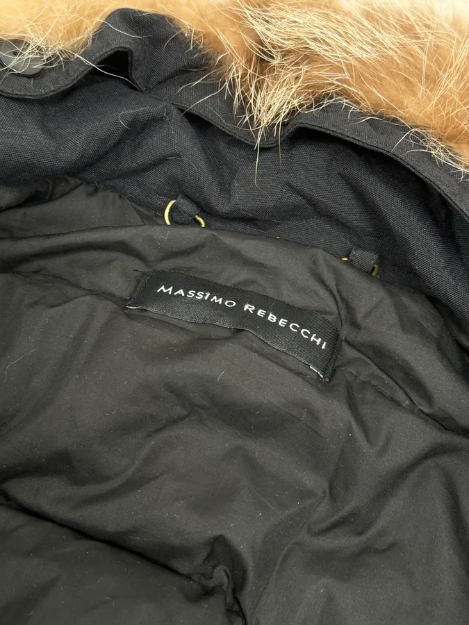 2000s Massimo Rebecchi  Fur Front Zips Navy Bomber Jacket - Image 9