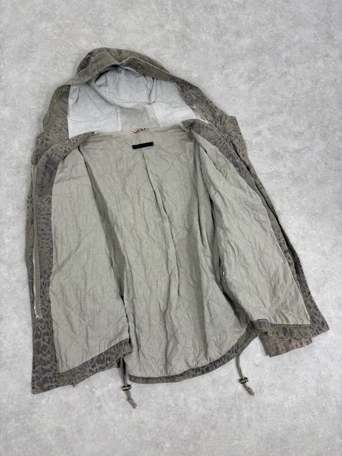 2000s Massimo Rebecchi Khaki Animal Kingdom Long Coat - Image 7