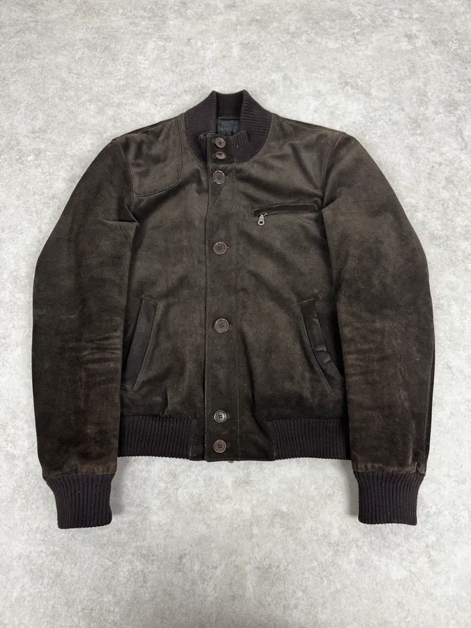 2000s Massimo Rebechi Brown Suede Leather Jacket