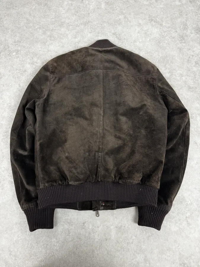2000s Massimo Rebechi Brown Suede Leather Jacket - Image 4